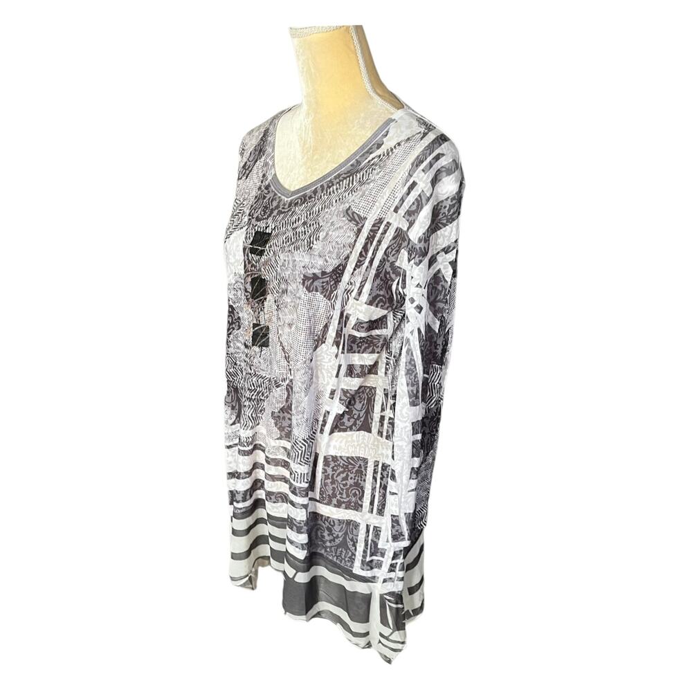 Katina Marie Gray Artsy Art to Wear Tunic Top Lightweight Size XL - Picture 5 of 7
